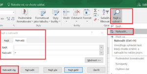 Excel najít a nahradit